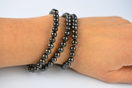 Schungit Kugel Armband 6 mm