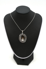 Agate geode slice pendants galvanized with Citrine