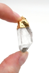 Clear quartz point pendants galvanized
