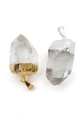 Clear quartz point pendants galvanized