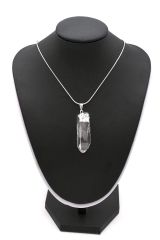 Clear quartz point pendants galvanized