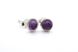Amethyst Ohrstecker rund mit Silberrand