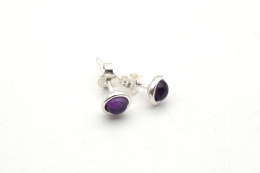 Amethyst Ohrstecker rund mit Silberrand
