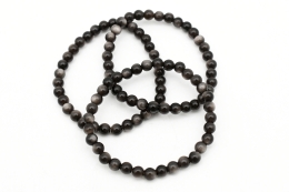 Obsidian silber Kugelarmband 6 mm