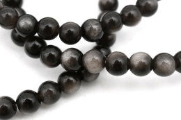 Obsidian silber Kugelarmband 6 mm