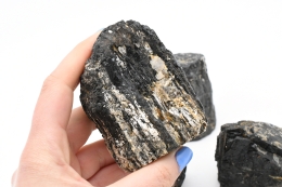 Black tourmaline raw cut base