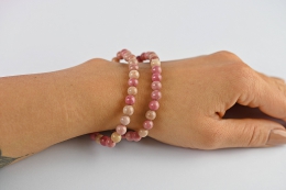 Rhodonite light bead bracelet 6 mm