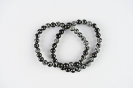 Snow flake Obsidian bead bracelet 6 mm