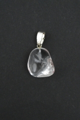 Clear quartz tumbled stone pendant