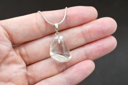 Clear quartz tumbled stone pendant