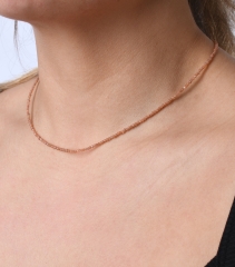 Aprikosen Mondstein Kette facettiert