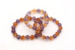 Amethyst and Citrine bead bracelet 10 mm