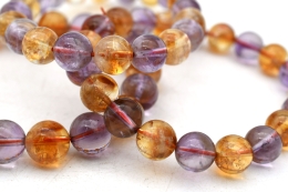 Amethyst and Citrine bead bracelet 10 mm