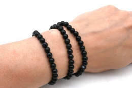 Achat schwarz Kugel Armband 6 mm