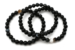 Achat schwarz Kugel Armband 6 mm