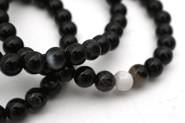 Achat schwarz Kugel Armband 6 mm