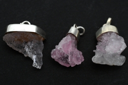 Kunzite raw pendant silver