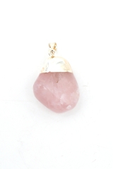 Rosenquarz Trommelstein galvanisiert Anh�nger