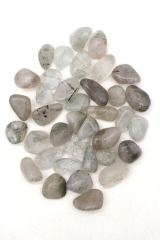 Aktinolith in Quarz Trommelsteine