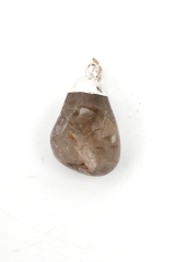 Smokey Quartz Tumbled Stone Galvanized Pendant