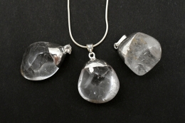 Bergkristall Trommelstein galvanisiert Anh�nger