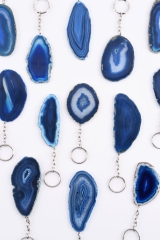 25 Schl�sselanh�nger Achatscheibe blau (gef�rbt)