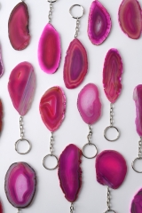 25 Schl�sselanh�nger Achatscheibe pink (gef�rbt)