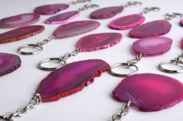 25 Schl�sselanh�nger Achatscheibe pink (gef�rbt)