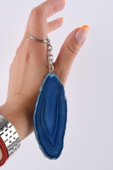 25 Schl�sselanh�nger Achatscheibe blau (gef�rbt)