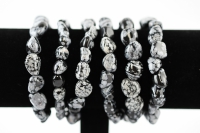 Schneeflocken Obsidian Trommelstein Armband