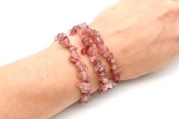 Strawberry quartz chips bracelet 3 pcs set