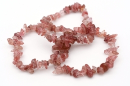 Strawberry quartz chips bracelet 3 pcs set