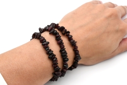 Granat dunkel Splitterarmband 3-er Set