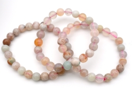 Kirschbl�ten Chalcedon Kugelarmband 7 - 8 mm