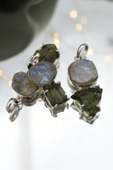 Moldavit 2er Anh�nger 925 Silber