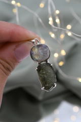 Moldavit 2er Anh�nger 925 Silber