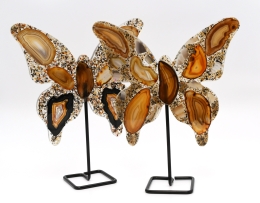 Agate Butterfly on Metal Stand Size M