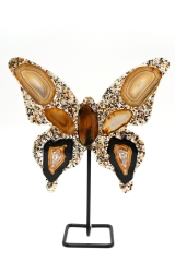 Agate Butterfly on Metal Stand Size M