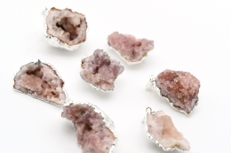 Pink Amethyst Anh�nger silberfarben galvanisiert