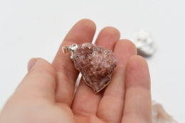 Pink Amethyst Anh�nger silberfarben galvanisiert