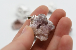 Pink Amethyst Anh�nger silberfarben galvanisiert