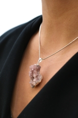 Pink Amethyst Anh�nger silberfarben galvanisiert