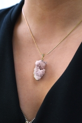 Pink Amethyst Anh�nger goldfarben galvanisiert