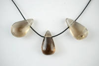 Rauchquarz Drop Shape gebohrt 3-er Set