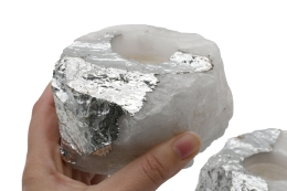 Bergkristall Teelicht galvanisiert