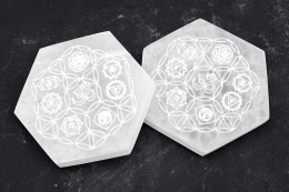 Selenit Untersetzer sechseckig 