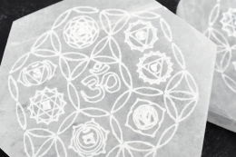 Selenit Untersetzer sechseckig 