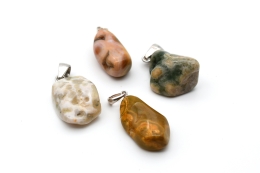 Ocean Jasper tumbled stone pendant