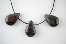 Mondstein schwarz Drop Shape gebohrt 5-er Set