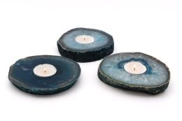 Achat Scheiben Teelichthalter Teal